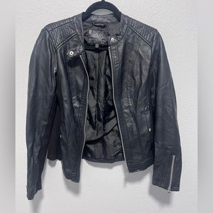 Sebby Collection Black Faux Leather Moto Jacket Size Small